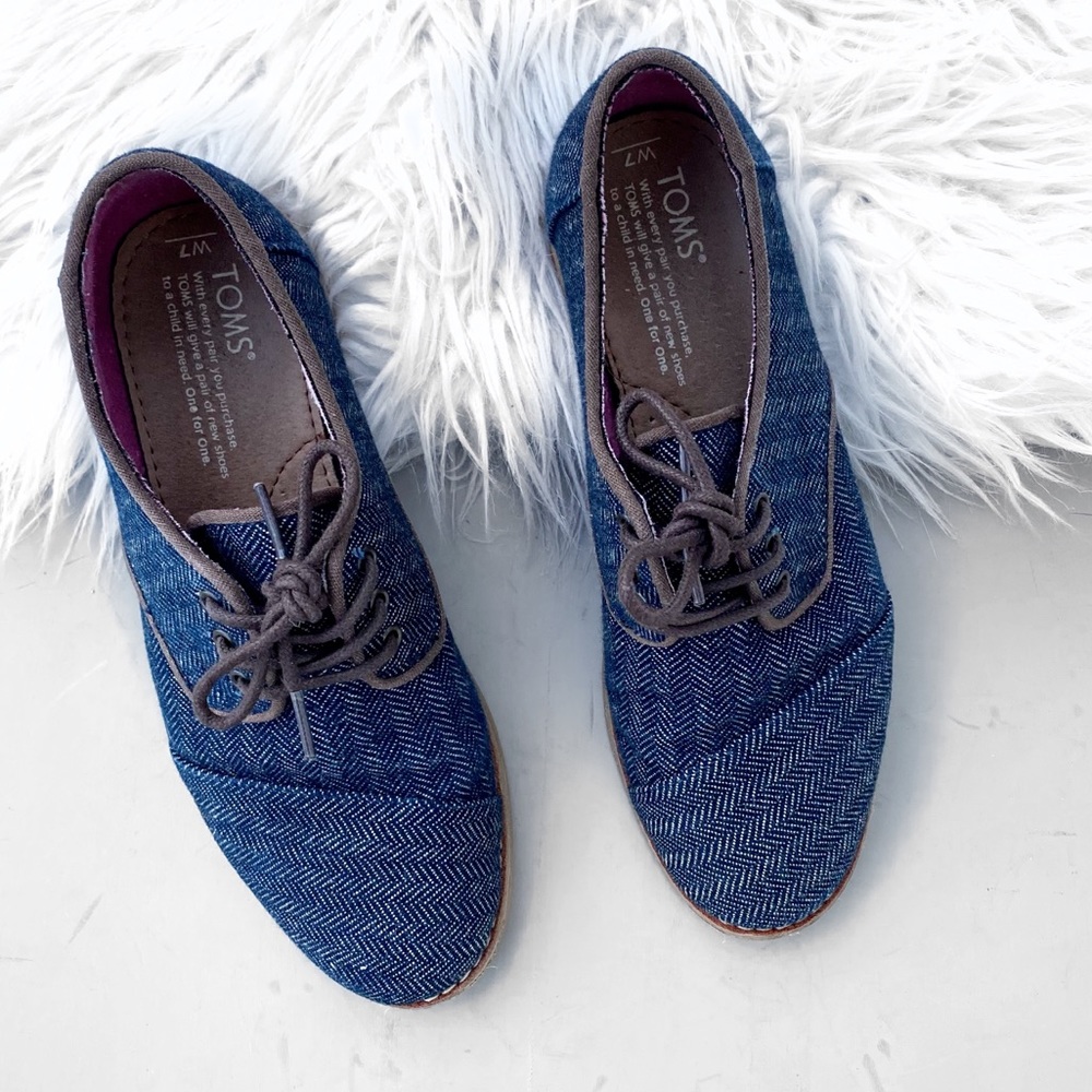 Toms Oxfords Blue Stripped Flats